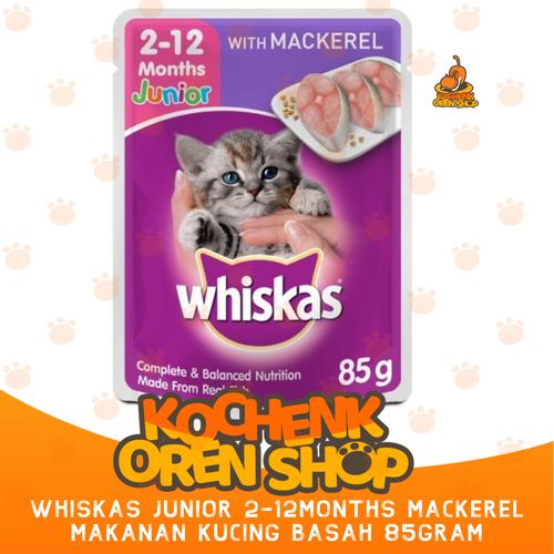 Jual WHISKAS JUNIOR MACKEREL 212 MONTHS MAKANAN BASAH SACHET/POUCH 85GRAM Kota Bekasi