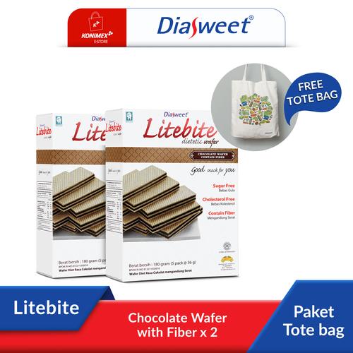 Foto Produk Diasweet Litebite Chocolate Wafer with Fiber 2 Dos bonus Totebag dari Konimex Store