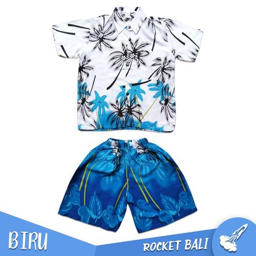 Foto Produk Set Baju Pantai Anak - Setelan Anak Murah - Baju & Celana Pantai Anak - Biru, M dari Rocket Bali