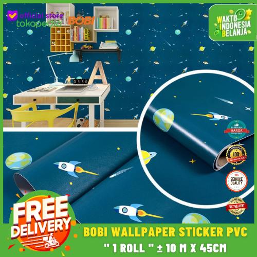 Foto Produk Wallpaper Dinding Sticker BOBI - Motif Bintang Jatuh 10m x 45cm - Ufo Navy dari AbadinternasionalTrading