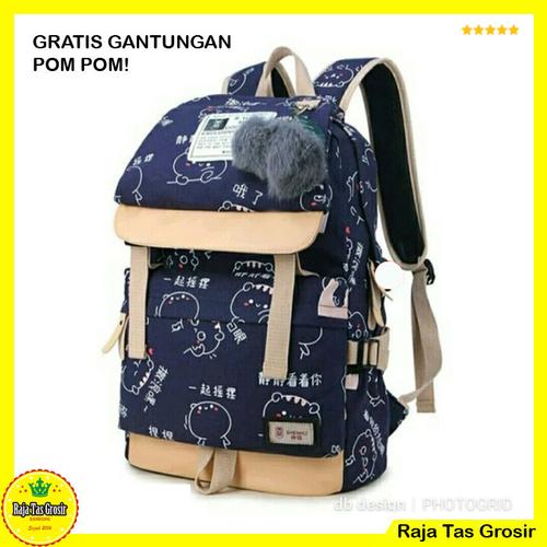 Foto Produk Tas Ransel Anak Sekolah Kuliah - RTG041 Murah - Hitam dari Raja Tas Grosir