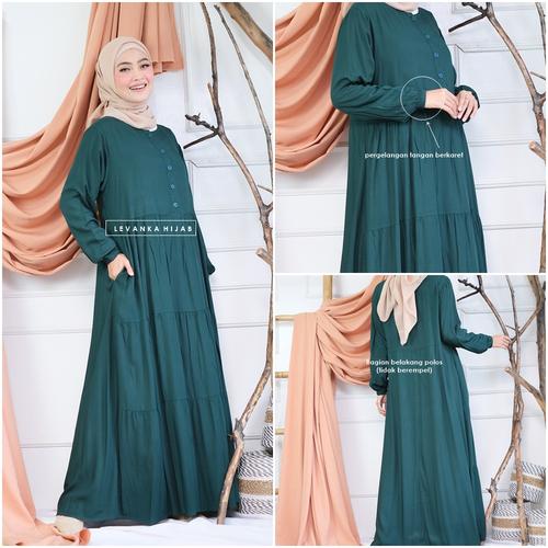 Foto Produk Gamis Katun Rayon Polos atau Homey Dress Polos - Black dari LEVANKA