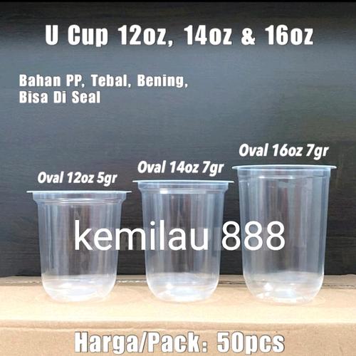 Foto Produk gelas plastik oval uk 12 oz 14 oz 16 oz/u pp bulat (1 roll 50 pcs) - 12 dari Kemilau 888