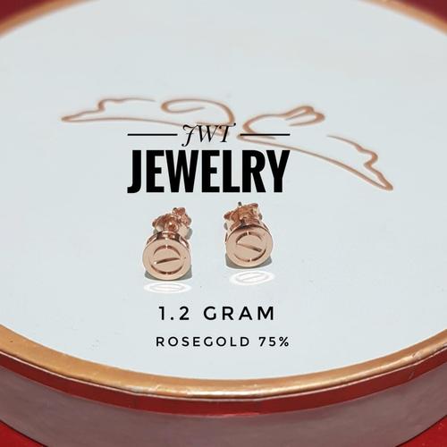 Foto Produk ANTING EMAS GIWANG TUSUK CARTIERR EARRING MDL ITALY ROSE GOLD - 75% - rose dari JWT jewellery