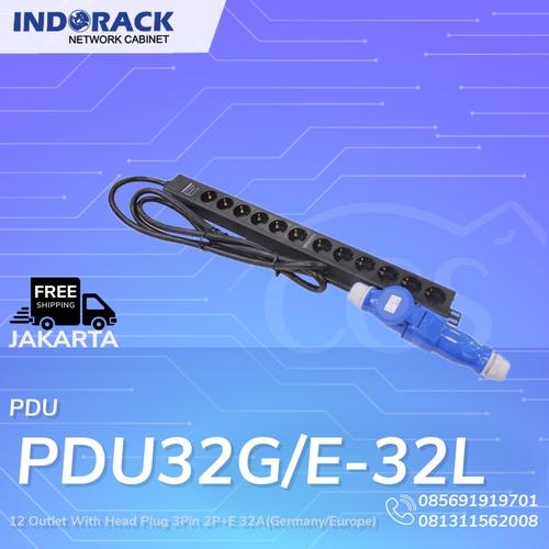 Jual PDU12G32L PDU 12 Outlet with head plug 3pin 2P+E 32A INDORACK