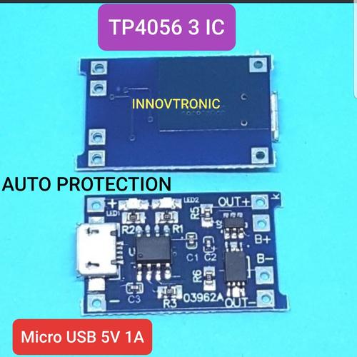 Foto Produk 🆗️👍 3 IC Micro USB TP 4056 Auto Batterry Charger 18650 3.7V dari innovtronic