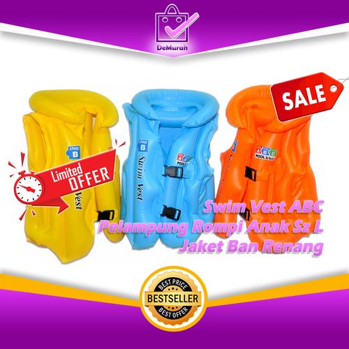 Foto Produk 0332 Swim Vest ABC Pelampung Rompi Anak Sz L Jaket Ban Renang - Kuning dari Demurah Dot Com