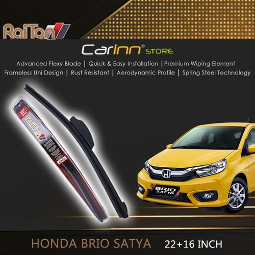 Foto Produk Raiton Sepasang Wiper Frameless Kaca Depan Brio Satya 22" & 16" dari Carinn Store