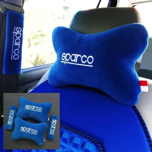 Foto Produk Bantal Mobil Racing 2in1 SPARCO Warna BIRU Headrest + Safety Belt dari VG Auto