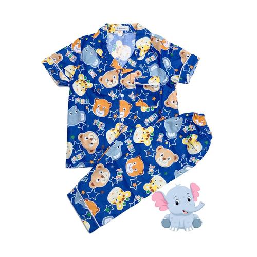 Foto Produk Lemons Piyama Anak Katun Animal Pose usia 1-12 tahun - 2, Biru dari JC Piyama Grosir