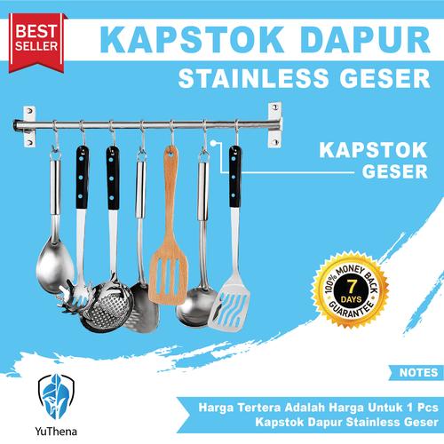 Foto Produk Kapstok Dapur Stainless Geser Minimalis Gantungan Pisau Wajan Kuali dari YuThena Official Store
