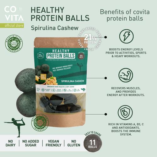 Foto Produk Covita Healthy Protein Balls - Spirulina Cashew - Snack Tanpa Pengawet dari Covita
