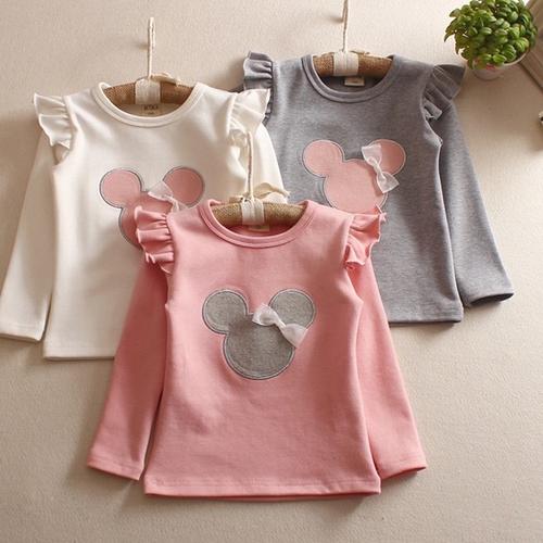 Foto Produk Kaos Baju Lengan Panjang Anak Perempuan Minnie Import Cotton 1-6 Tahun - PINK, 110(1-3thn) dari Levin Mart Sunter