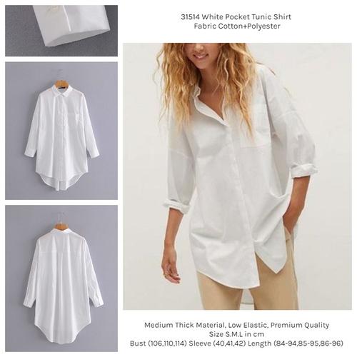Jual White Pocket Tunic Shirt (size S,M 