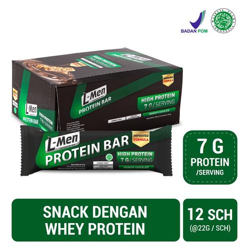 Foto Produk L-Men Protein Bar Crunchy Chocolate 12 Sch (7g protein / serving) dari NutriMart