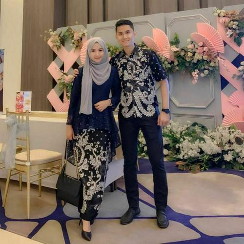 Foto Produk Batik Couple Kebaya Brokat Hem Baju Pesta Kondangan Lamaran Tunangan - L dari Ben Ahsan Collection