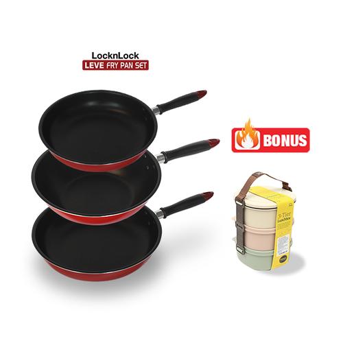 Foto Produk LOCK N LOCK Leve Fry Pan N Set + Bonus 3 Tier Lunch Box dari MNC Shop