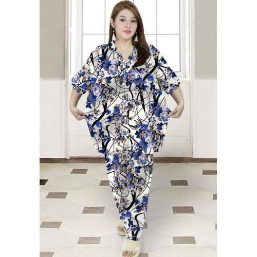 Foto Produk PIYAMA MOTIF CP JUMBO/XXL.LD120CM MOTIF ROSE Bahan Katun Celup - XXL Rose Blue dari cantik piyama