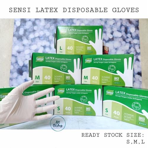 Foto Produk SENSI LATEX GLOVE Sarung Tangan Karet Medis Gloves Hand Scoon isi 40 - S dari Jftolshop