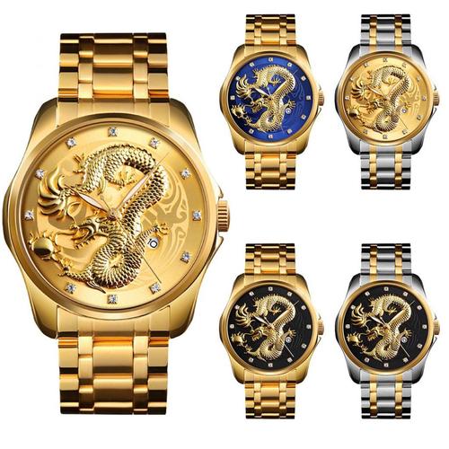 Foto Produk Jam Tangan Analog Pria SKMEI Men Watch Original 9193 Dragon Pattern - SILVER GOLD dari ParagonJaya