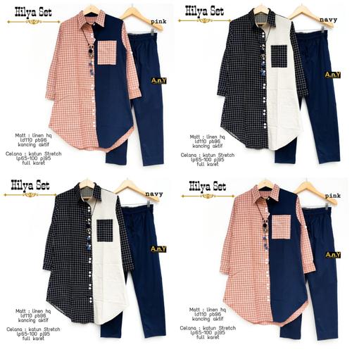 Foto Produk New Hilya set Setelan Celana Wanita Baju Kerja Modis Casual LD 110cm dari Ilyassa Shop