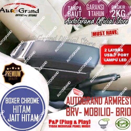 Foto Produk Console Box Armrest BRV Brio Mobilio Ignis Type 7 USB Port 7 Port LED - BC jahit hitam dari AutoGrand