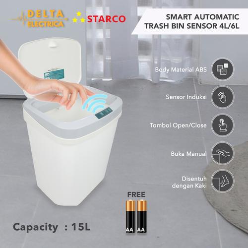 Foto Produk Starco Smart Otomatis Trash Bin Tempat Sampah Tong Sampah Sensor 15L dari Delta Electrica