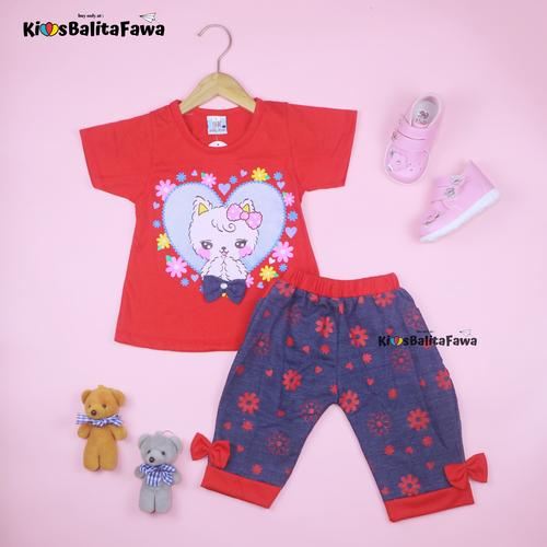 Foto Produk Setelan Lisa uk 1-6 Tahun / Baju Anak Perempuan Kaos Lengan Pendek - 1-3 tahun, Merah dari Kios Balita Fawa