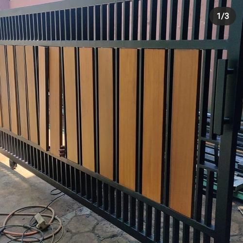 Jual pagar pintu gerbang minimalis kombinasi kayu - Jakarta Utara