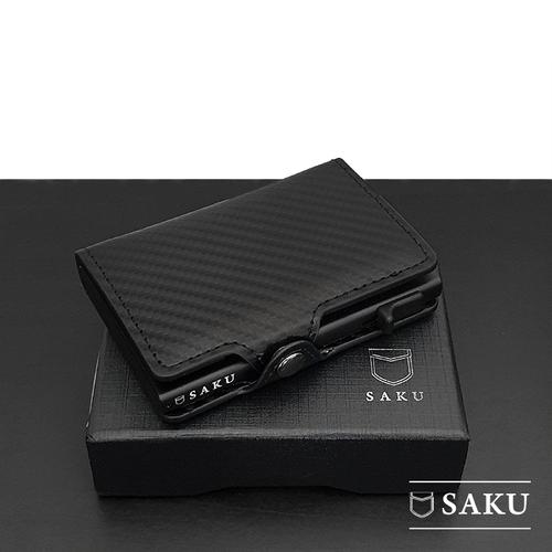 Foto Produk Dompet Pria Carbon Asli SAKU Smart Wallet Card Holder RFID Compact BLK dari Saku Official
