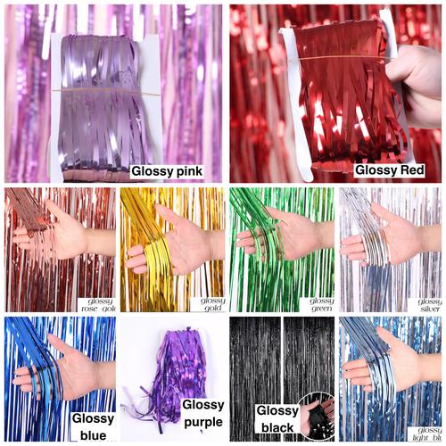 Foto Produk Tirai rumbai foil backdrop pesta party/curtain dekorasi 200x100 cm - glossy blue dari chic lit case