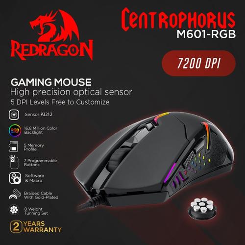 Foto Produk Redragon M601RGB Gaming Mouse CENTROPHORUS dari manekistore