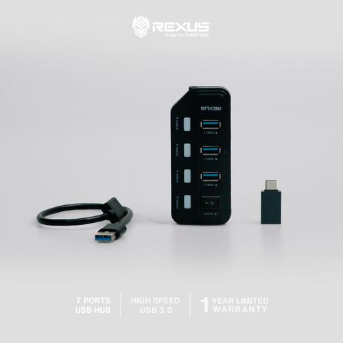 Gambar Rexus USB Hub 3.1 H332 7 Port + Converter Type C dari Rexus Official Store Jakarta Utara Tokopedia