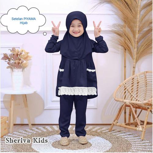 Foto Produk Sheriva Kids Baju Set 3 In 1 Muslim Anak Perempuan Usia 4 - 5 Tahun - Navy dari BANANAKU OLSHOP