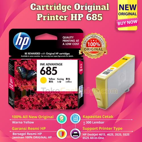 Jual HP 685 Yellow CZ124AA Cartridge Tinta Printer 4615 4625 3525 5525 ...