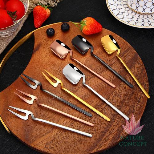 Foto Produk Sendok Garpu Unik untuk Teh Kopi Kue Dessert Gift - 1 SET - Gold dari Nature Concept
