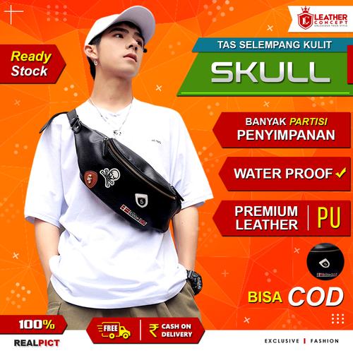 Foto Produk Waist Bag Pria Tas Bahu Tas Selempang Pria Tas Pria (SKULL) dari Leather Concept