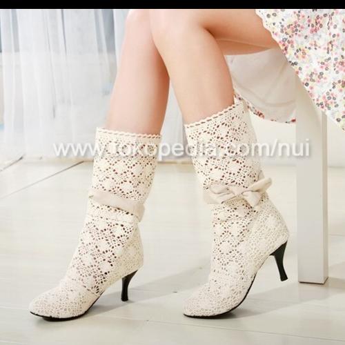 High Heels Women Boots Knit Line 