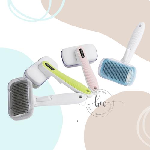 Gambar Sisir Bulu Hewan Anjing Kucing - Premium Auto Clean Dog Slicker Brush - Hijau dari Barking Well Kota Tangerang Tokopedia