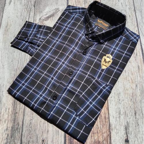 Foto Produk Kemeja Pria Flanel Flannel Navy List Brown Panjang Kerja slimfit - L dari ALJOSA