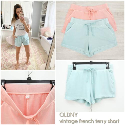 Foto Produk RL422 OLDNY Vintage Washed french terry short original - S BLUE dari BAZAAR FASHION