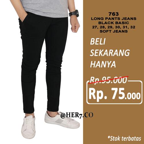 Foto Produk Celana Jeans Skinny Hitam Polos Panjang Pensil Denim Pria dari her7.co