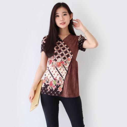 Foto Produk Baju Batik / Blouse Batik Wanita / Chany Top / bahan Katun - Maroon C dari Fraire Collection