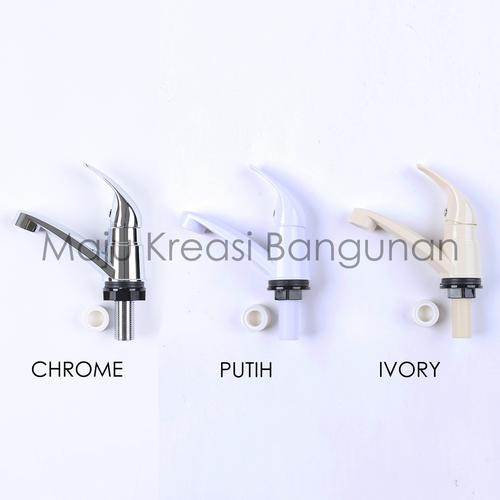 Foto Produk Kran Wastafel Soligen W15 Tanam Keran Air PVC Chrome Angkat Washtafel - Putih dari TB Maju Kreasi Bangunan