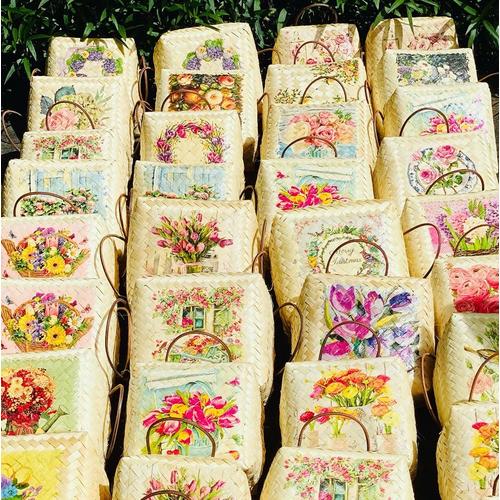 Foto Produk Besek Bambu Bergambar Ukuran 22 x 22 cm dari DIY-HomeDecor