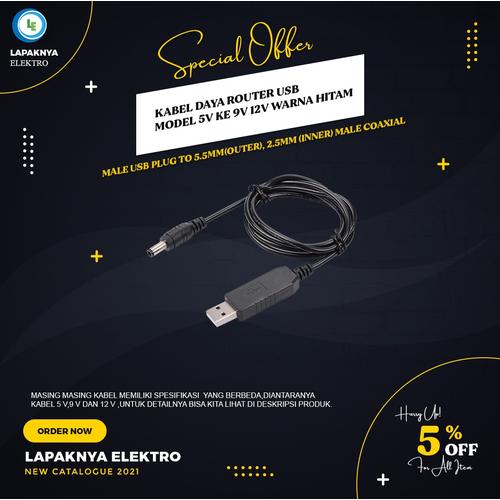 Jual Kabel Daya Router USB Model 5v Ke 9v 12v Warna Hitam - 5 Volt ...