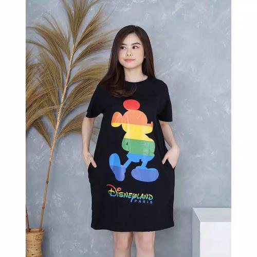 Dress Mickey Mouse Colorful Baju Wanita 