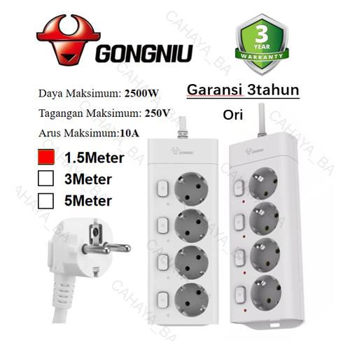 Foto Produk Gongniu Stop Kontak GNID G3040 4 Lubang 4Saklar on off SNI 1.5meter dari Lighting Solution Indonesia