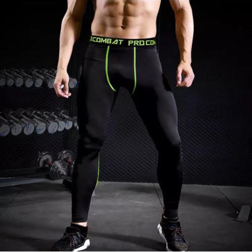 Foto Produk Celana Olahraga Pria Training Baselayer Legging Spandek List - Pro Hitam Hijau, L dari elfs shop manfashion
