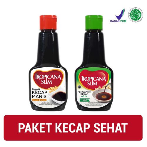 Foto Produk Paket Kecap Sehat: Tropicana Slim Kecap Manis 200ml + Kecap Asin 200ml dari NutriMart